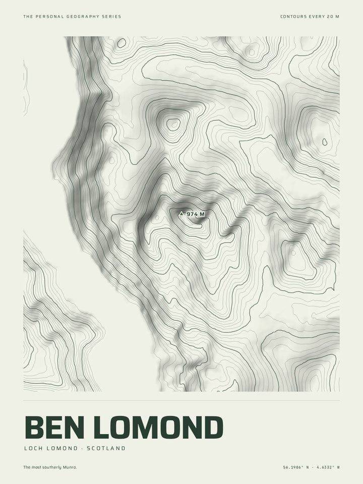 Ben Lomond as the Relief treatment of The Mountain Print