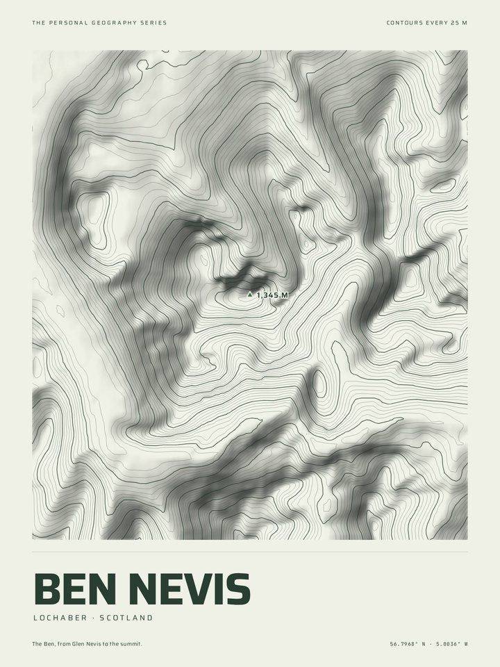 Ben Nevis as the Relief treatment of The Mountain Print
