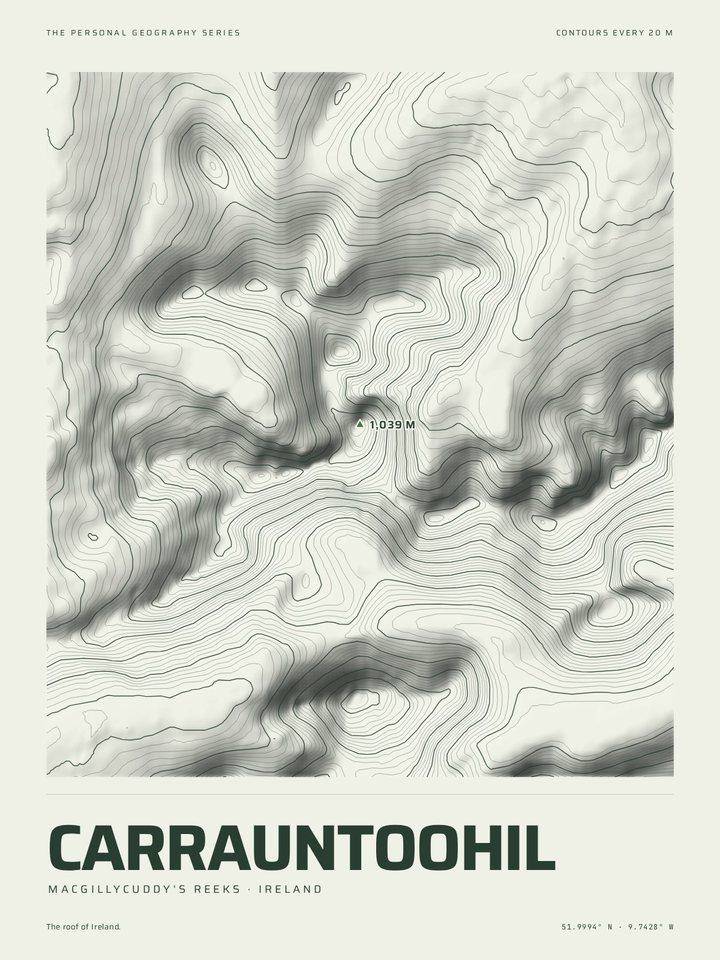 Carrauntoohil as the Relief treatment of The Mountain Print