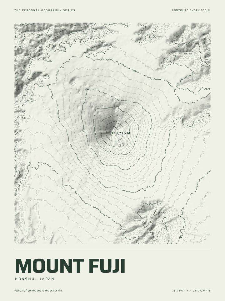 Mount Fuji as the Relief treatment of The Mountain Print
