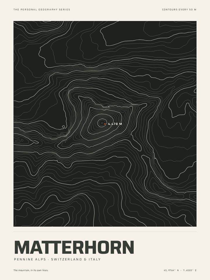 Matterhorn as the Night contours treatment of The Mountain Print