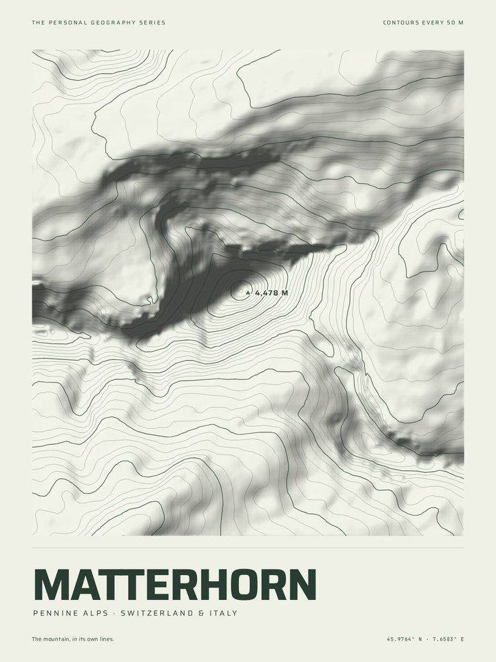 Matterhorn as the Relief treatment of The Mountain Print