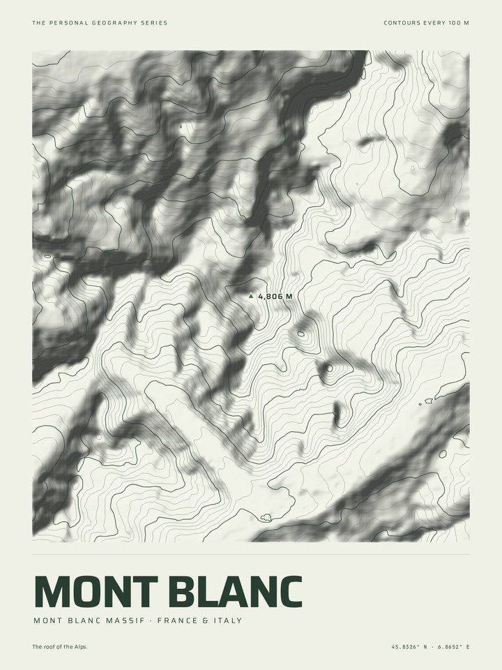 Mont Blanc as the Relief treatment of The Mountain Print