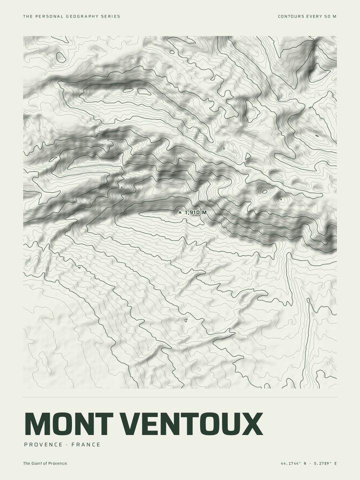 Mont Ventoux as the Relief treatment of The Mountain Print