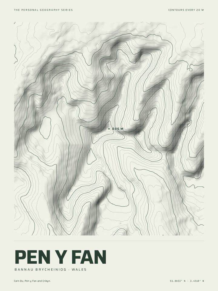 Pen y Fan as the Relief treatment of The Mountain Print