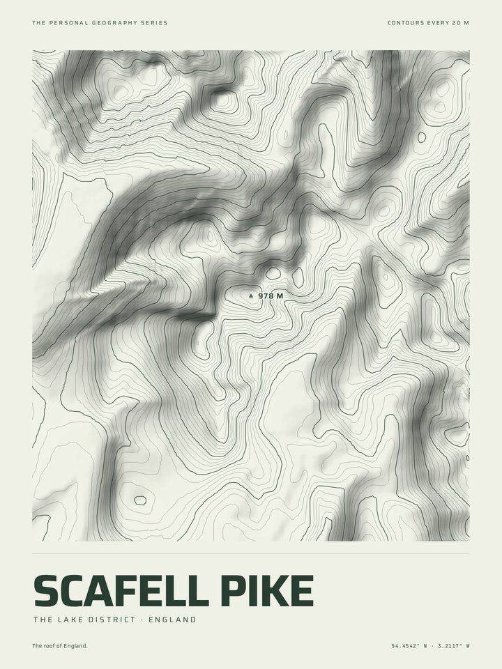 Scafell Pike as the Relief treatment of The Mountain Print