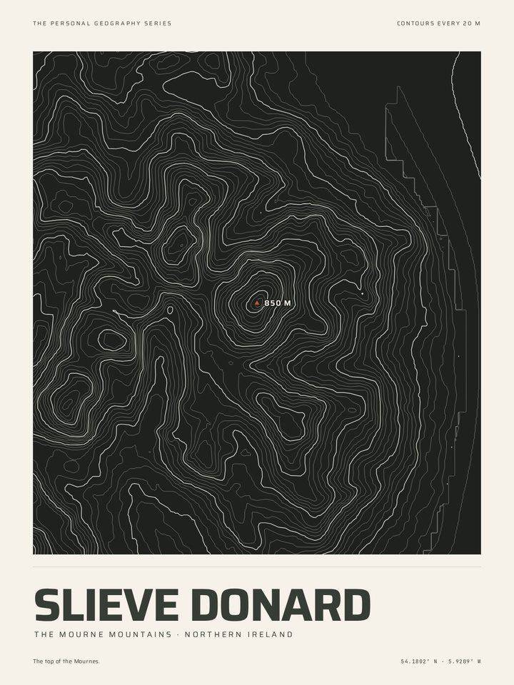 Slieve Donard as the Night contours treatment of The Mountain Print