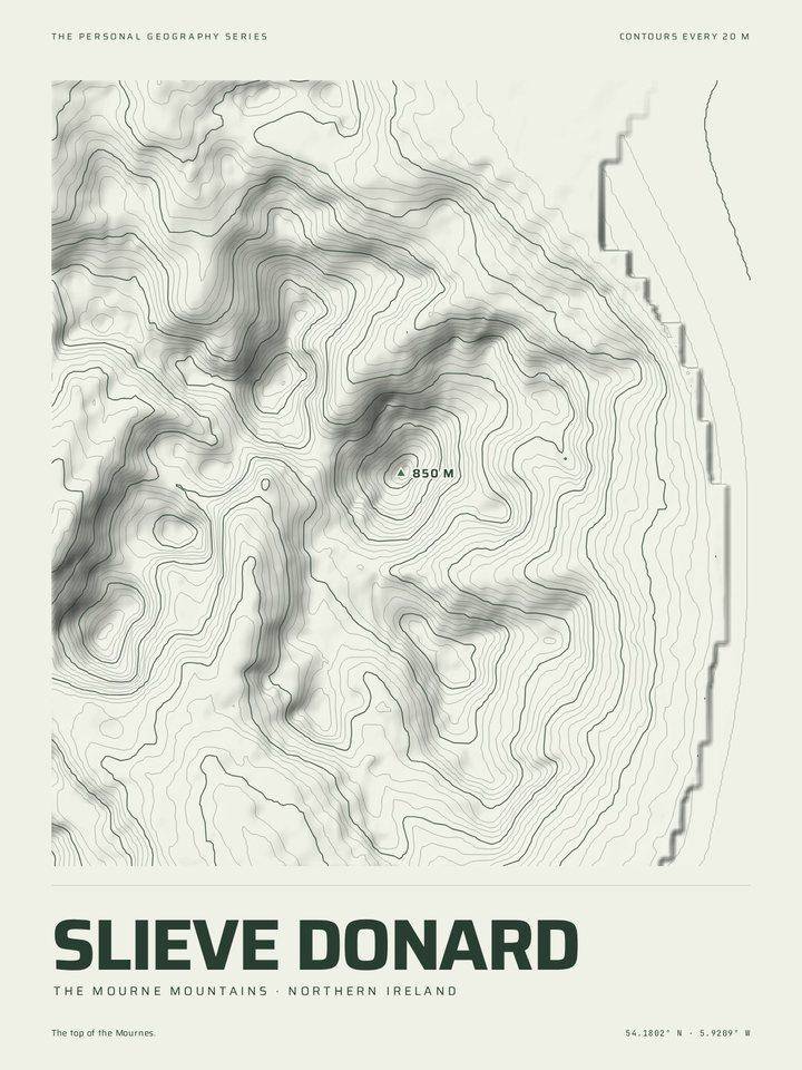 Slieve Donard as the Relief treatment of The Mountain Print