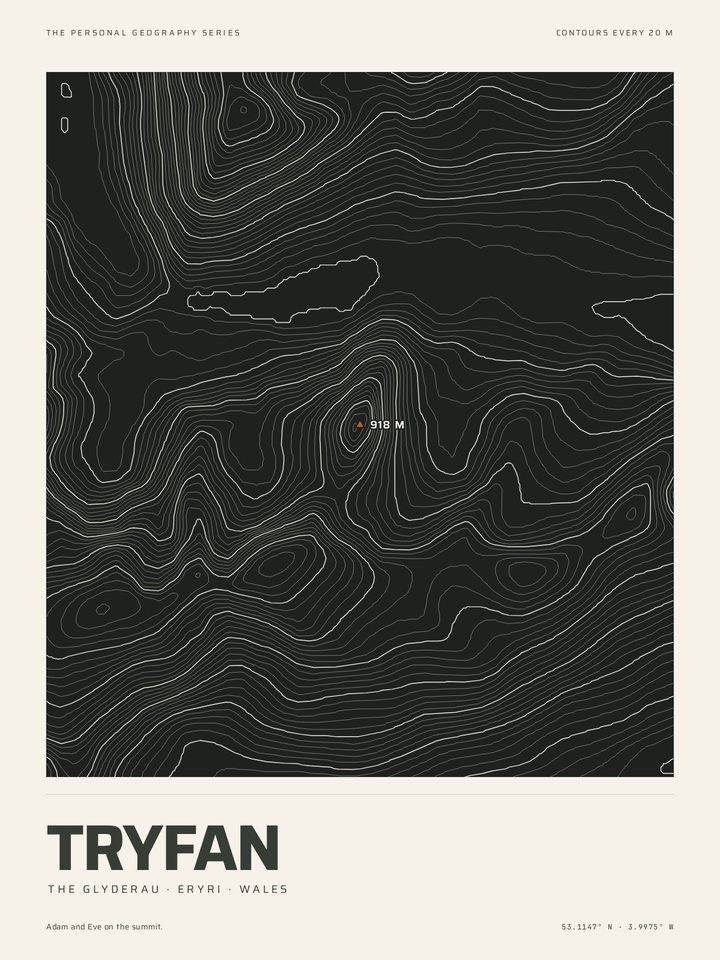 Tryfan as the Night contours treatment of The Mountain Print