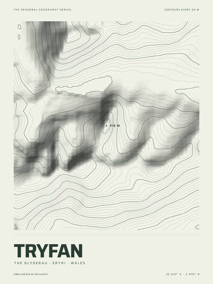 Tryfan as the Relief treatment of The Mountain Print